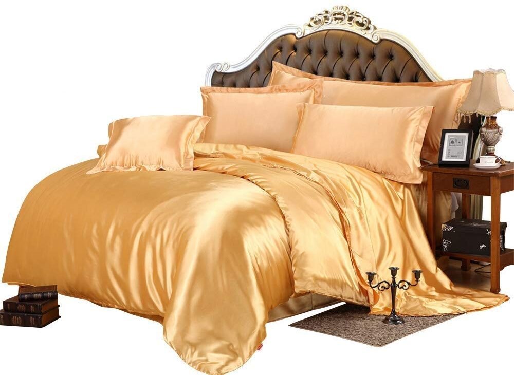 Silky Gold Bedsheets and Pillow Cases